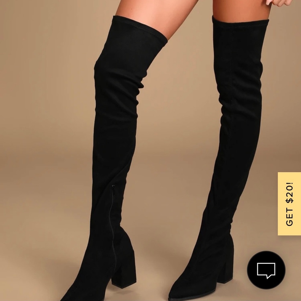 Lulu’s black over the knee thigh high boots.